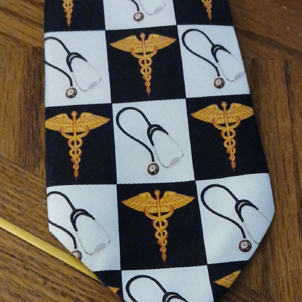 🤠New Caduceus And Stethoscope Checkered Tie From The Tie Guys